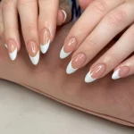 French nail extension full set with classic white tips by ladies nail salon near me Dubai